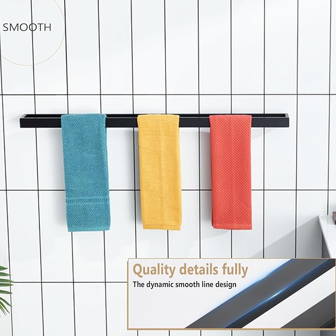 KOKOSIRI Towel Bar Matte Black Bath Towel Holder 32-Inch Kitchen Rack Stainless - Image 3