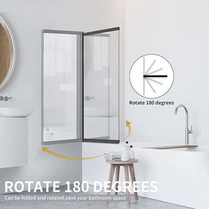 Bathtub Sliding Double Swing Door, Frameless Tempered Glass Shower Doors 22-36 - Image 2