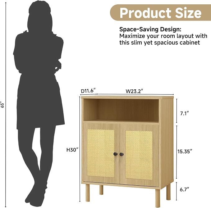 Rattan Small Coffee Bar Cabinet, Kitchen Storage Sideboad, Bathroom Corner - Image 2