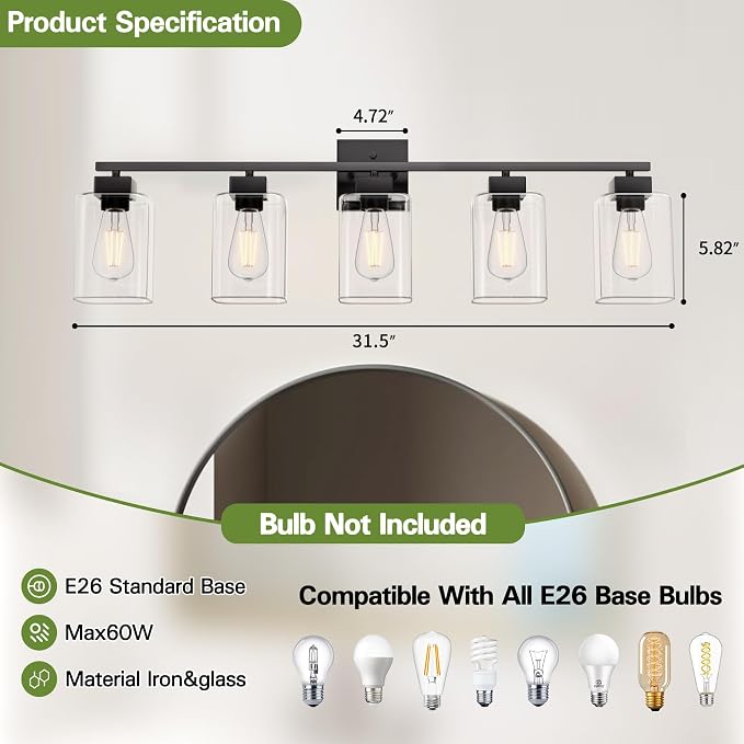 Espird 5 Light Bathroom Vanity Light - Image 3