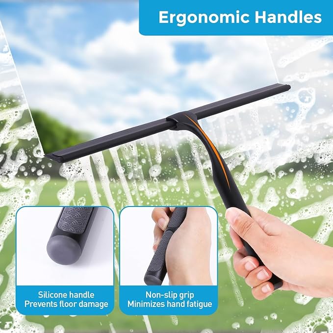 Quntis 12 Inch Squeegee for Shower Glass, Non-Slip Long Handle, Spare Blade - Image 6