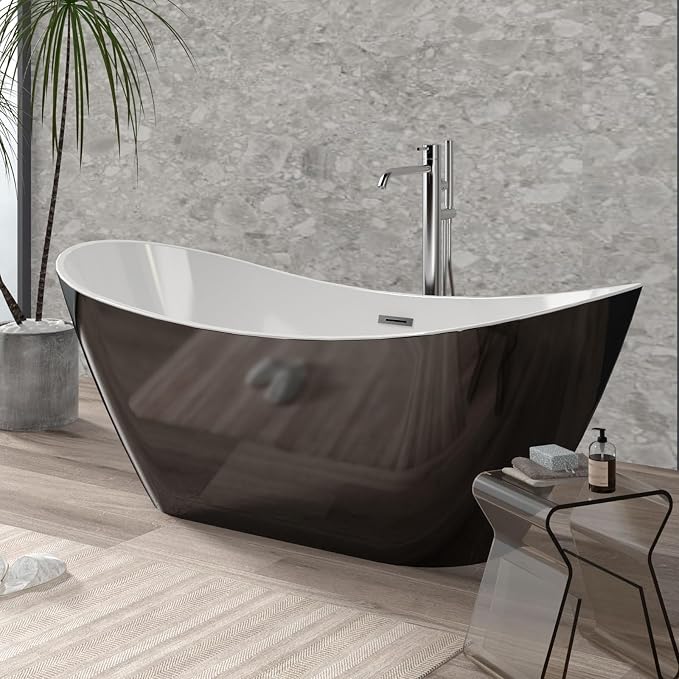67 Inch Acrylic Freestanding Bathtub, Soaking Bathtub - Image 9