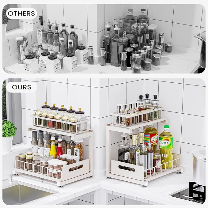 2 Pack Under Sink Organizer, Heavy Duty Metal Slide Out Sink Shelf Organizer - Image 3