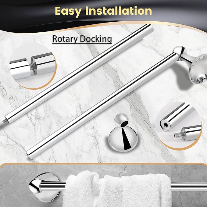 4 Piece Bathroom Hand Towel Holder Set, Adjustable Towel Racks - Image 5