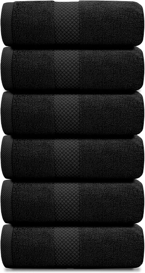 White Classic Luxury Black Hand Towels - Image 2