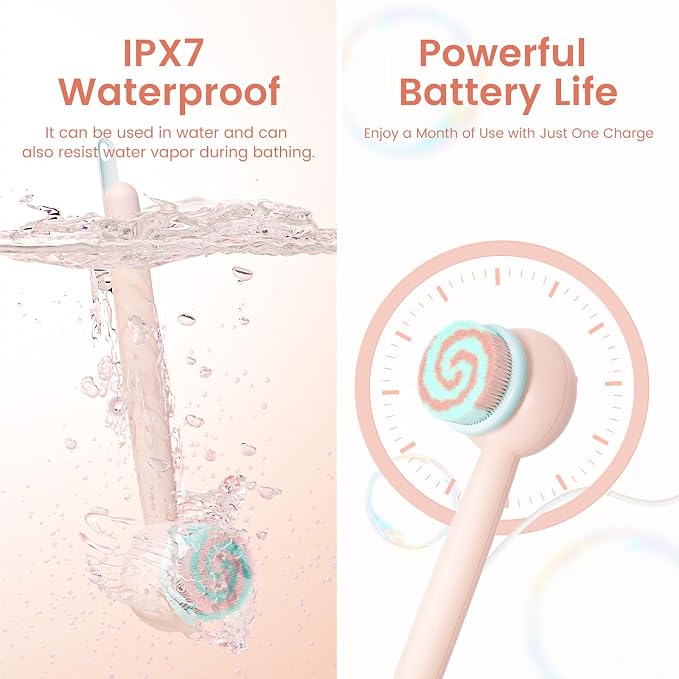 Electric Back Scrubber for Shower Body Brush, Waterproof Shower Body Scrubber - Image 4
