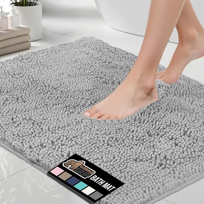 GORILLA GRIP Bath Rug Mat 36x24, Soft Absorbent Chenille, Quick Dry Microfiber by GorillaGrip