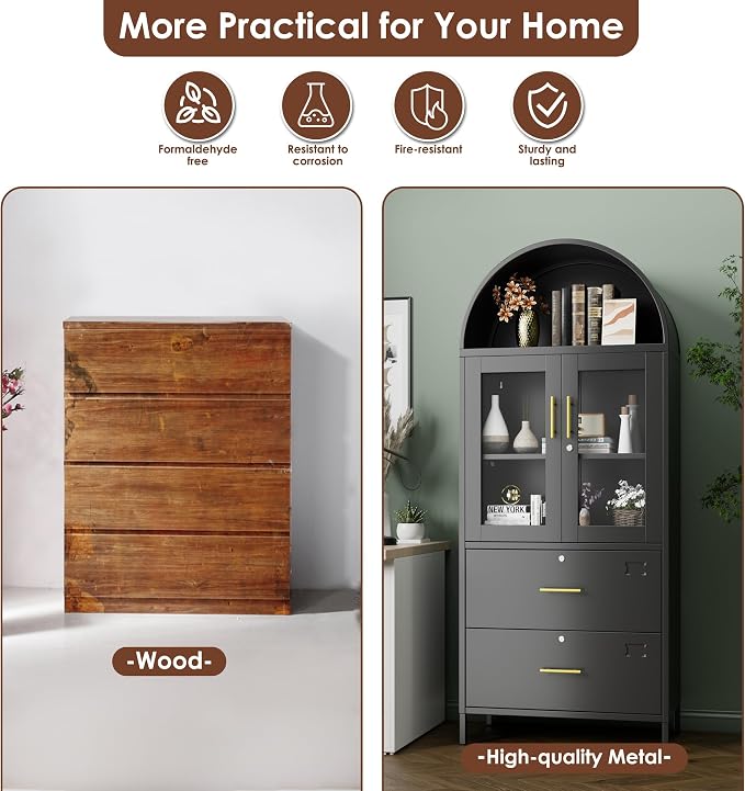73''H Metal Arch File Cabinet, Filing Cabinet - Image 6
