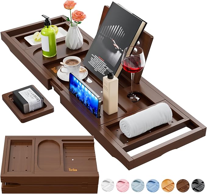 Yirilan Bathtub Trays for Tub, Bath Tray, Foldable Bathtub Caddy by Yirilan