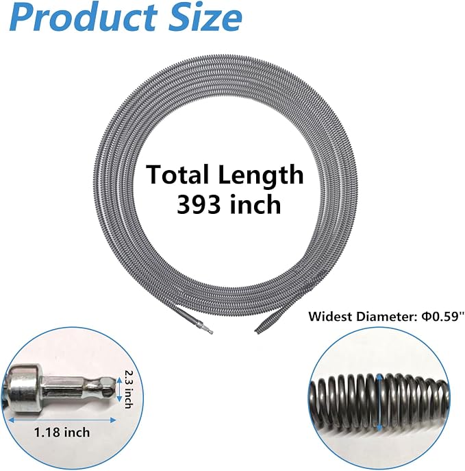 Drain Clog Remover, Spring Drain Snake - Image 2