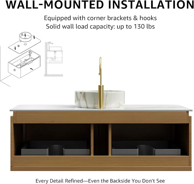 60” Floating Double Sink Bathroom Vanity - Image 8