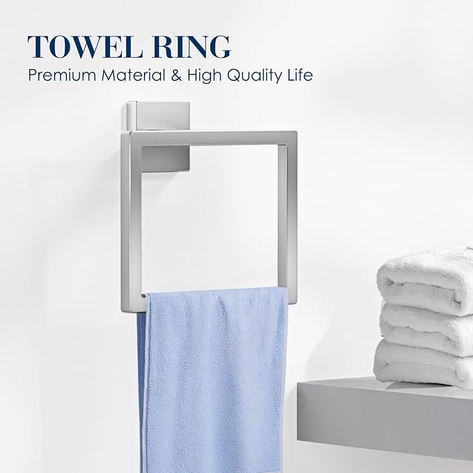 7-Pieces Brushed Nickel Bathroom Accessory Set, Bathroom Accessories, Towel - Image 3