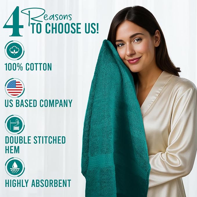 RIVERSIDE 100% Ring Spun Cotton Large Bath Towels Set of 4, 27 x 54 Inches – - Image 5