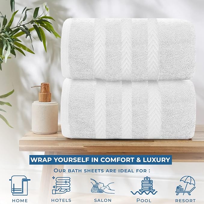 DAN RIVER 2 Pack Luxury Bath Sheets 35x70, 600 GSM, Soft & Quick Dry 100% Ring - Image 6