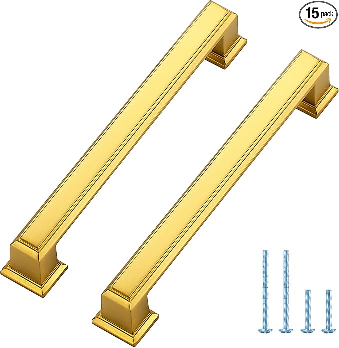 Ravinte Hardware 15 Pack Brushed Brass Cabinet Pulls, 5 Inch Hole Center Zinc by RavinteHardware