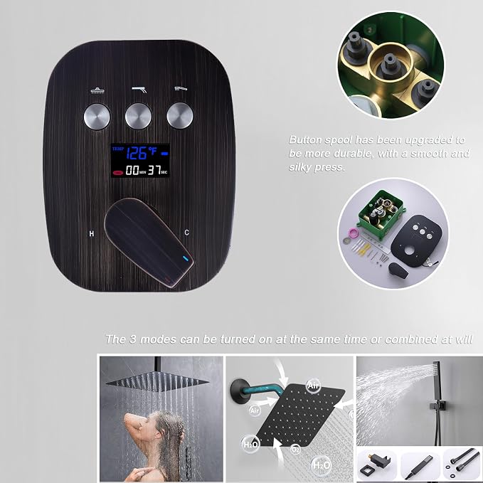 Oil Rubbed Bronze Shower System Digital Display Shower Set - Image 2