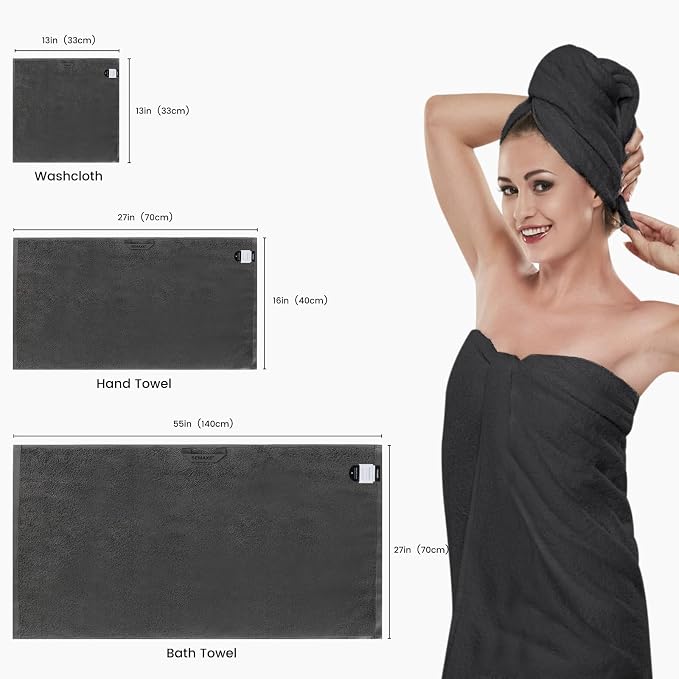 SEMAXE Bath Towel Set, 100% Cotton Bathroom Towels - Image 3