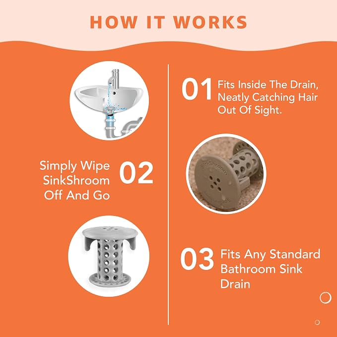 SinkShroom The Revolutionary Sink Drain Protector Hair Catcher/Strainer/Snare - Image 4