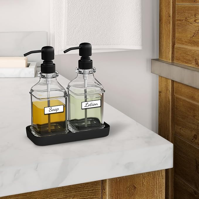 Soap Dispenser - 2 Pack, Antique Design Thick Glass Hand Soap Dispensers - Image 8