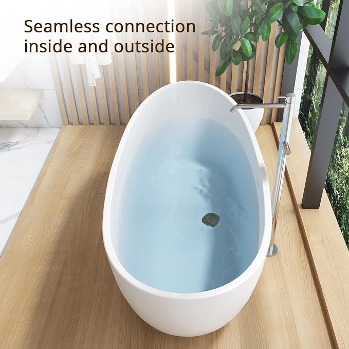 62" Lucite Acrylic Freestanding Bathtub, Double Slipper Shape Contemporary - Image 9