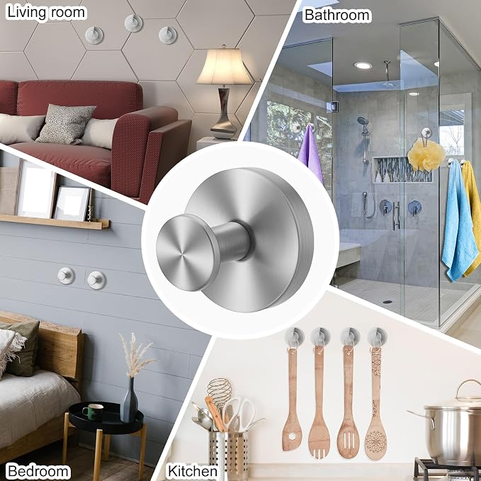 Suction Cup Hook for Shower, 16 Pack Wall Mount Towel Holder, Removable Towel - Image 7