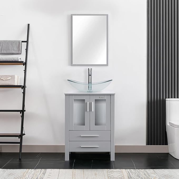 eclife 24" Modern Bathroom Vanity Sink Combo Freestanding Cabinet - Image 2
