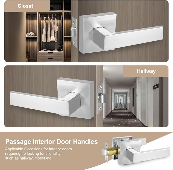 Square Passage Door Lever, Heavy Duty Interior Door Handles - Image 3