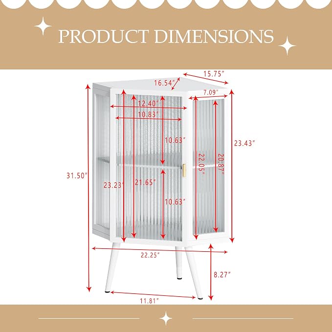 Corner Storage Cabinet with Glass Door - Image 2