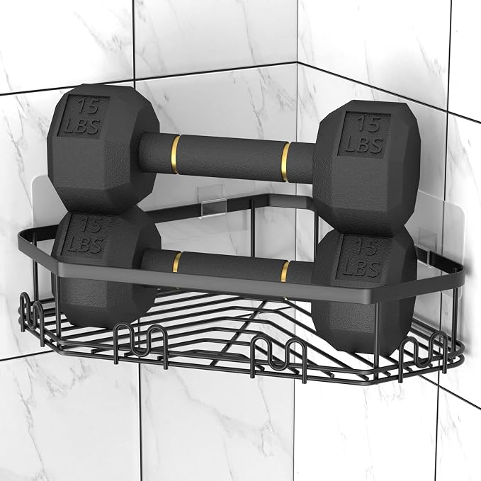 STEUGO Corner Shower Caddy, 3 Pack Adhesive Shower Corner Organizer Shelves - Image 4