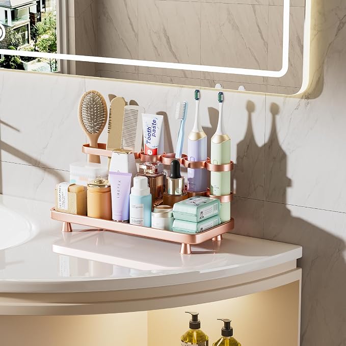 Electric Toothbrush Holder for Bathroom Countertop 5 Metal Slots Toothpaste - Image 7