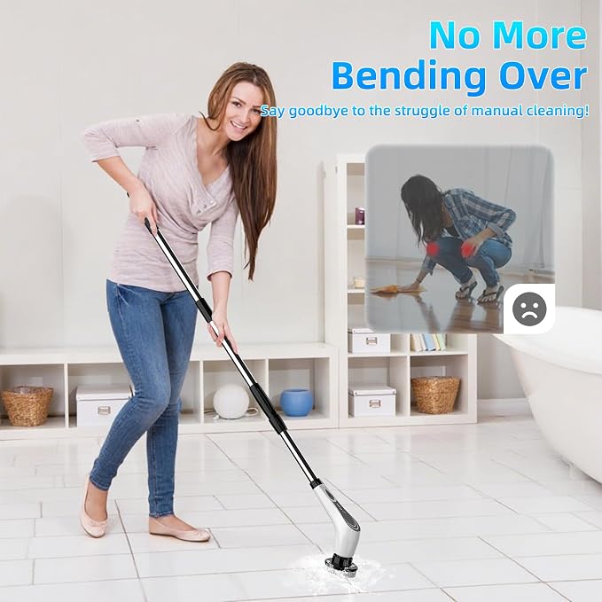 White Electric Spin Scrubber, Cordless Spin Scrubber - Image 3