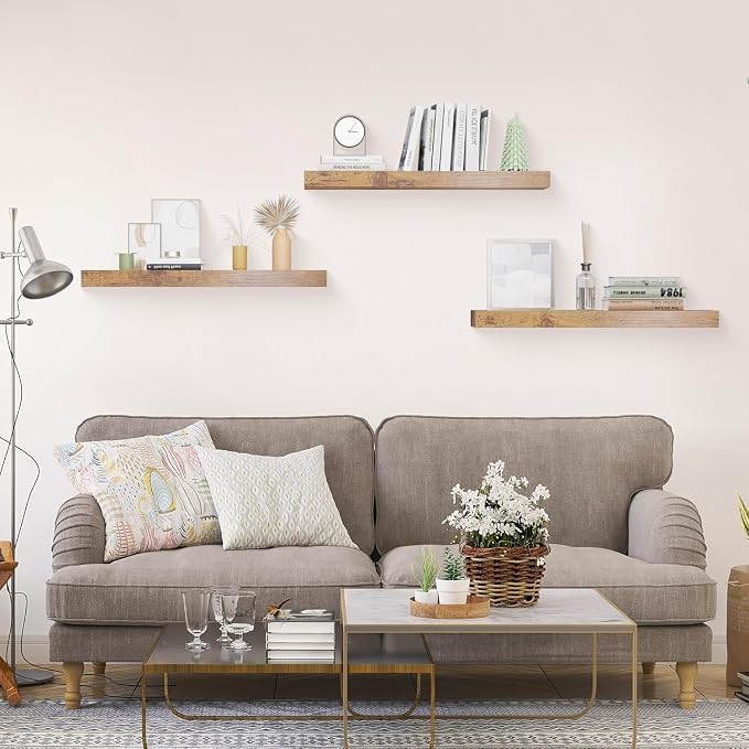 Floating Shelves for Wall Set of 3, 24in Hanging Shelf for Books, Room Decor - Image 2