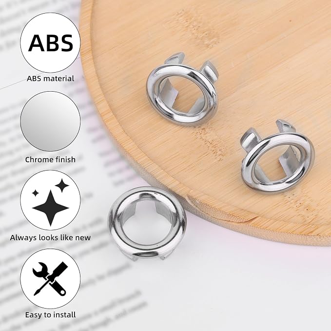 10 Pcs Sink Overflow Ring Cover, Chrome Bathroom Sink Overflow Trim Ring Cap - Image 4