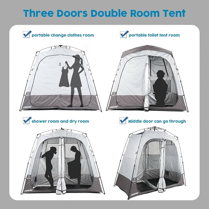 Camping Shower Tent Deluxe Changing Room Easy Set Up Privacy Shelter, Large - Image 6