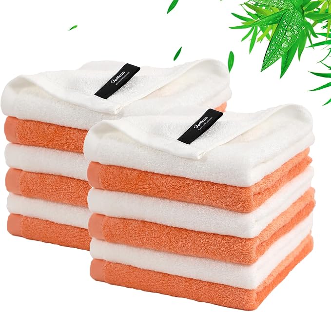 Wash Cloths 12 Pack, 13x13 inch Extra Large White Face Towel on Sensitive Skin by Jeffsun