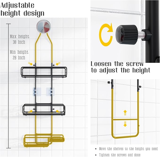 Shower Caddy Hanging Bathroom Organizer: Over Head Adjustable Rack - Image 2
