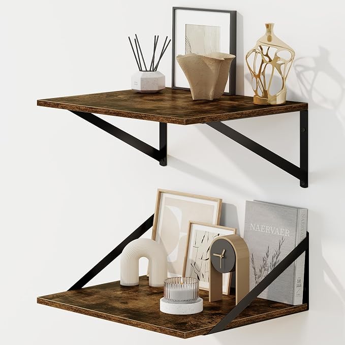 Fun Memories Floating Shelves for Wall, 12 Inch Deep Floating Shelves Set of 2 by FunMemories
