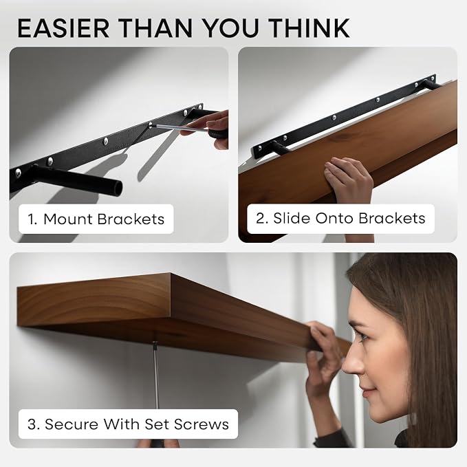 Homeforia 48 inch Walnut Floating Shelf, High End Solid Real Wood Large 48inch - Image 6