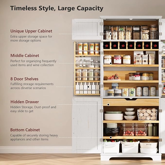78.2" Tall Kitchen Pantry Cabinet - Image 7