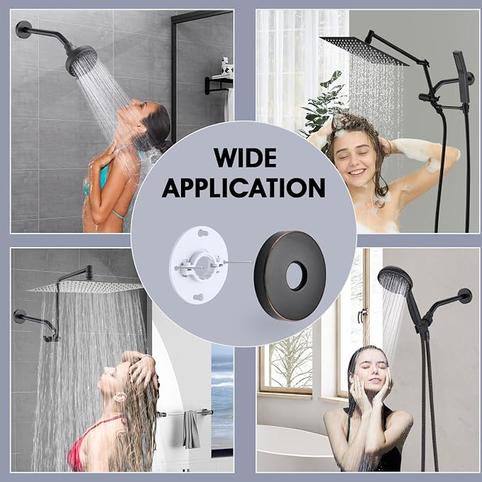 10 Inch Shower Arm with Flange and Stabilizer Bracket, Wall Mounted Shower Pipe - Image 6
