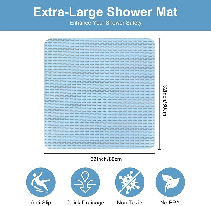 Square Shower Mat: 32"x32" Extra Large Non Slip Shower Mats - Image 2