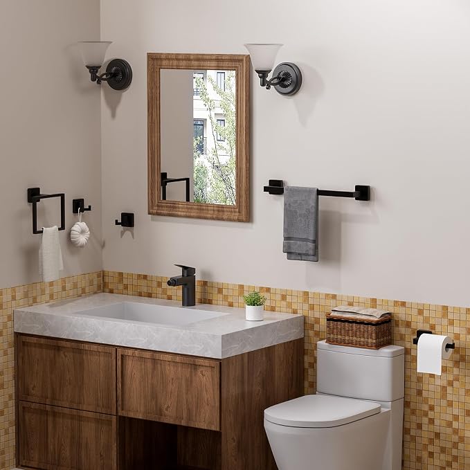 5-Pieces Matte Black Bathroom Hardware Accessories Set, SUS304 Stainless Steel - Image 2