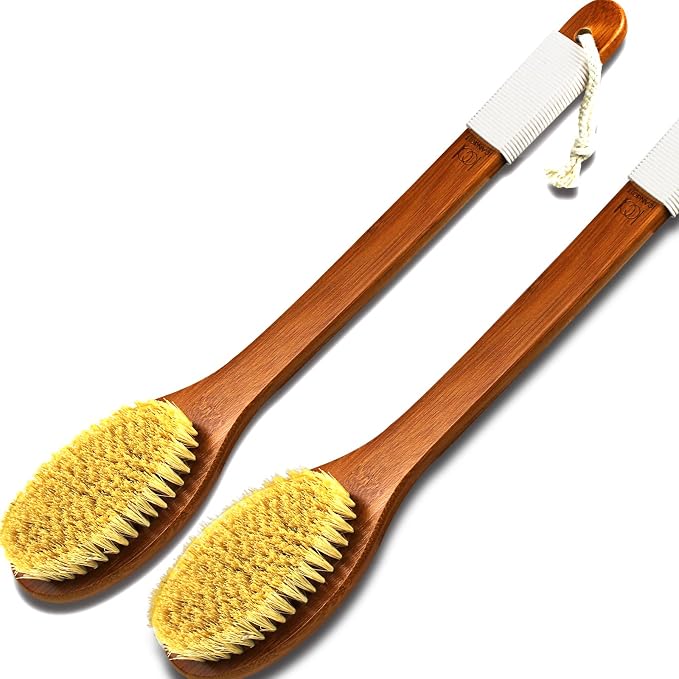 ICANdOIT-17.71Inch Natural Stiff Sisal Bristles Anti-Slip Long Handle Bath Brush - Image 3