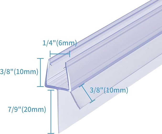 Shower Door Bottom Seal 2-Pack 1/4" x 39" Frameless Glass Shower Door Seal - Image 2