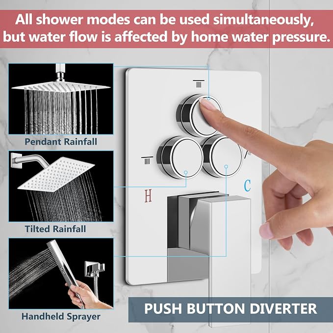 Aolemi Shower Faucet Set Ceiling Mount Shower System Rough-in Valve and Shower - Image 2