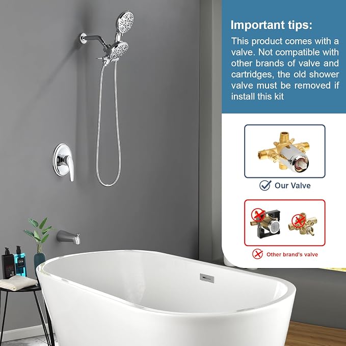 Dual Shower Faucet Set With Tub Spout - Image 2
