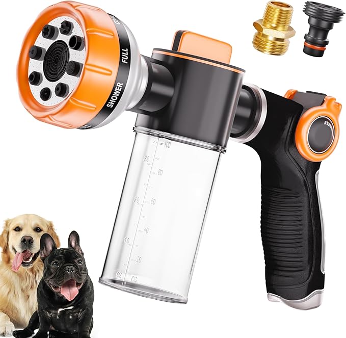 Dog Washing Hose Attachment, Pet Shower, Upgrade 8-in-1 Mode Dog Shower by Ganciu