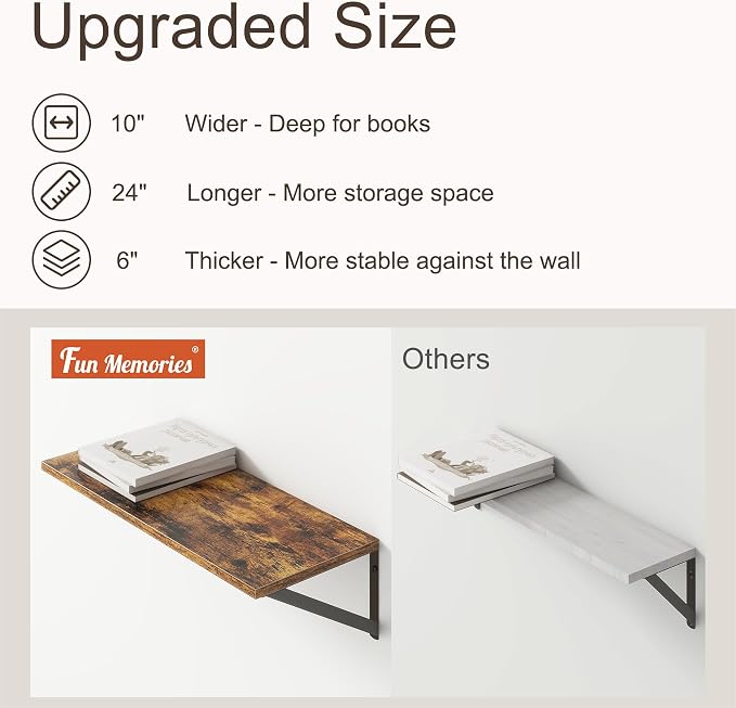 Deep Floating Shelves for Wall, 10 Inch Deep Floating Shelf - Image 5