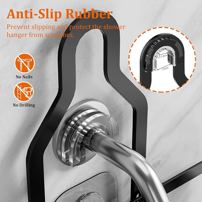 Shower Caddy Hanging Shower Head, Rustproof Hanging Shower Caddy Over - Image 3