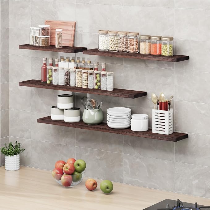 SAUMONIERES Floating Shelves 8 Inch Deep Solid Wood Wide Wall Shelf Set of 1 - Image 7